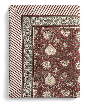 Chamois Bordsduk Tangier Pomegranate Red & Green 