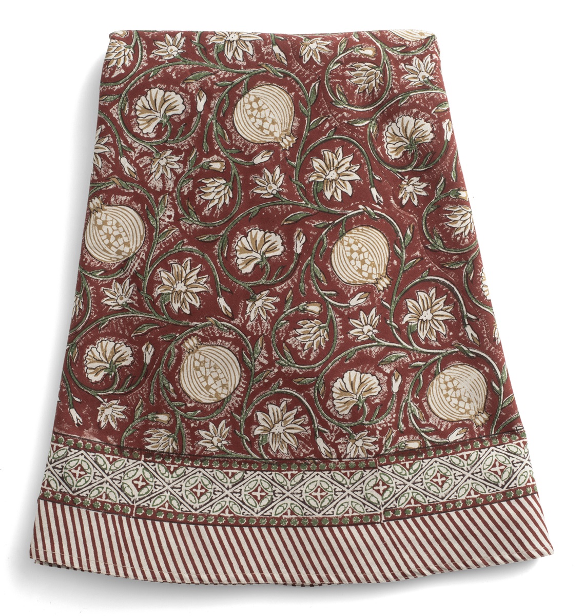 Chamois Rund Bordsduk Tangier Pomegranate Red & Green -220cm