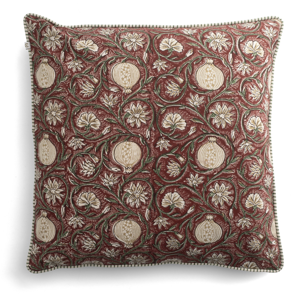 Chamois Cushion Cover Tangier Pomegranate Red & Green - 50x50 cm
