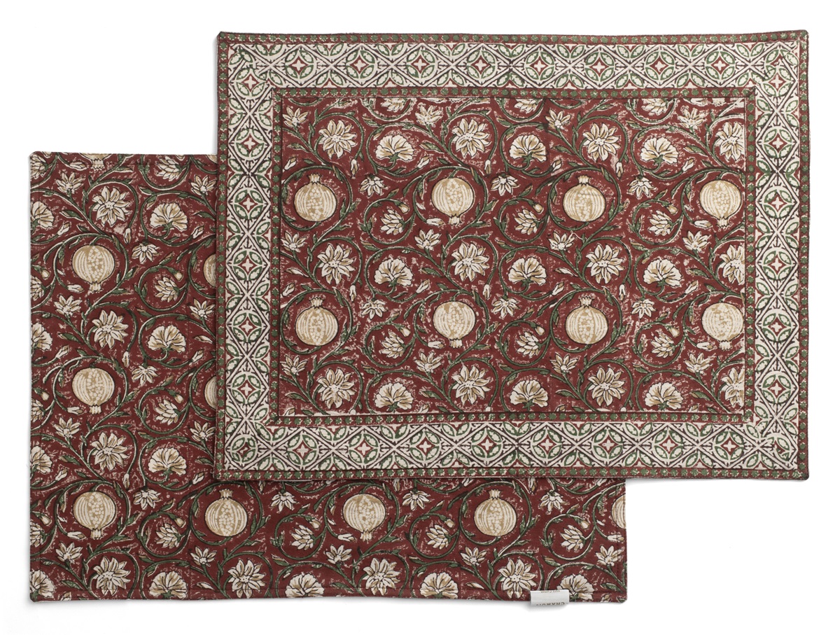 Chamois Bordstabletter Tangier Pomegranate Red & Green - 2pack