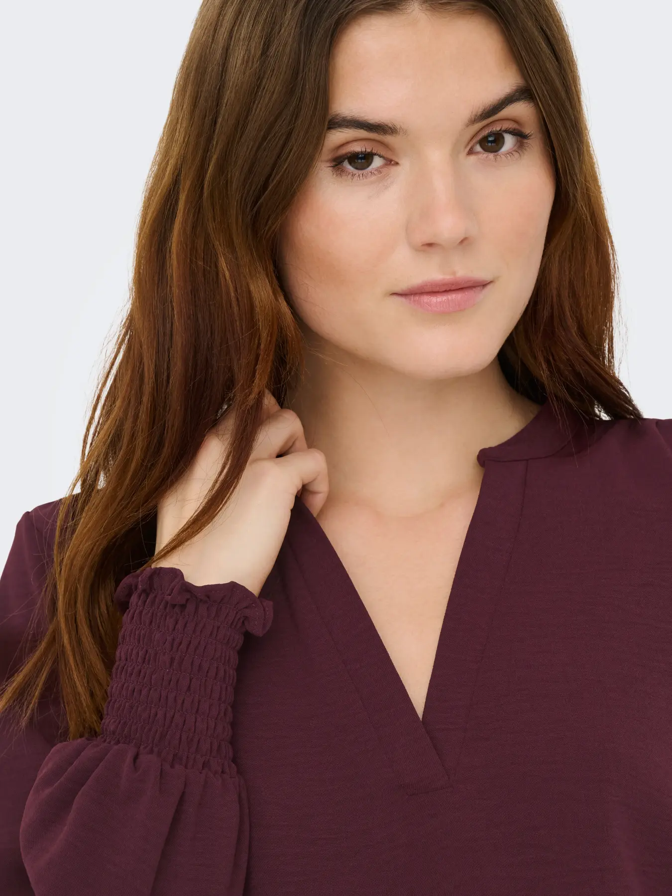 Only - Mette V-neck Top Vinröd - 6