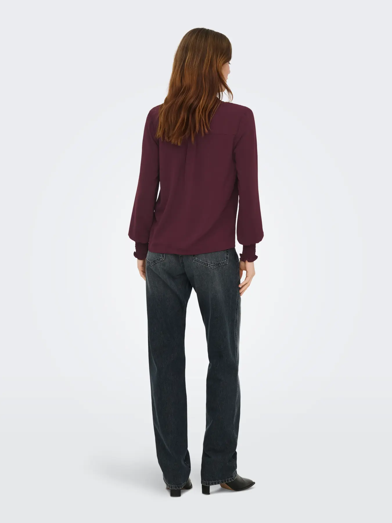 Only - Mette V-neck Top Vinröd - 3