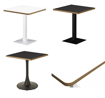 Café- och restaurangbord en 28 mm dubbellaminerade schweizisk krono bordsskiva med plywoodkanten - Multiplexkant