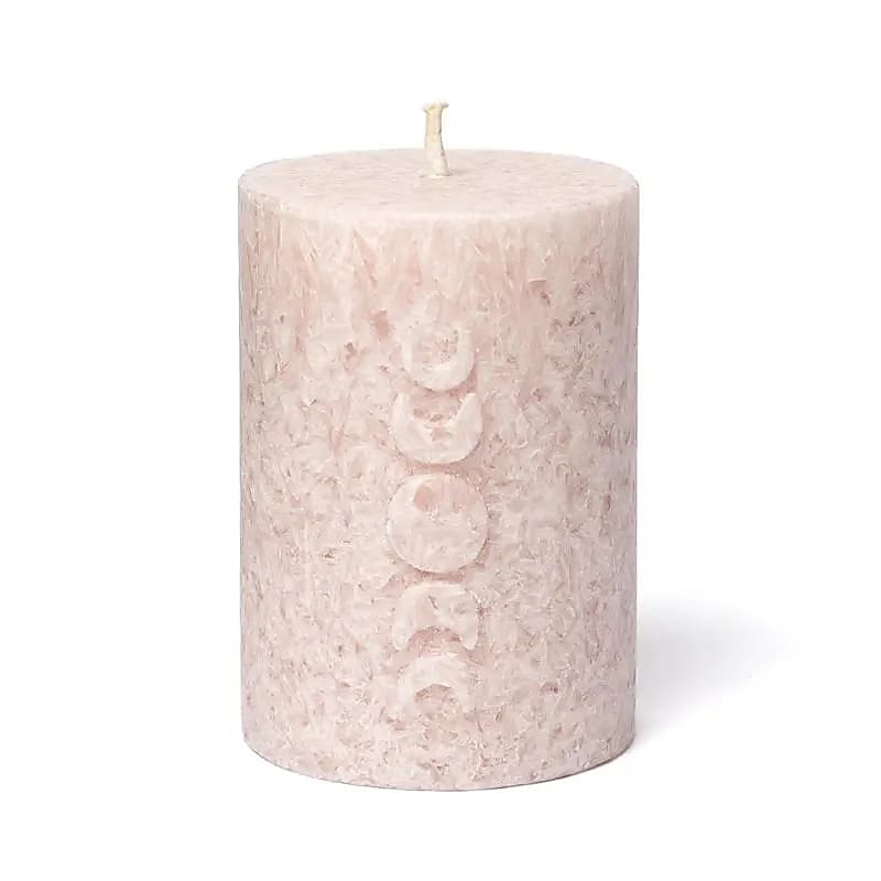  Votivljus med präglade Månfaser  i mjukt rosa stearin