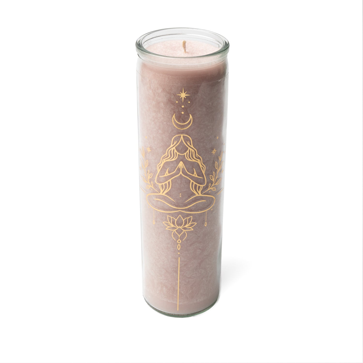 Ljus stearin meditation , rosa ,   oparfymerat -- 21X6.5 Cm