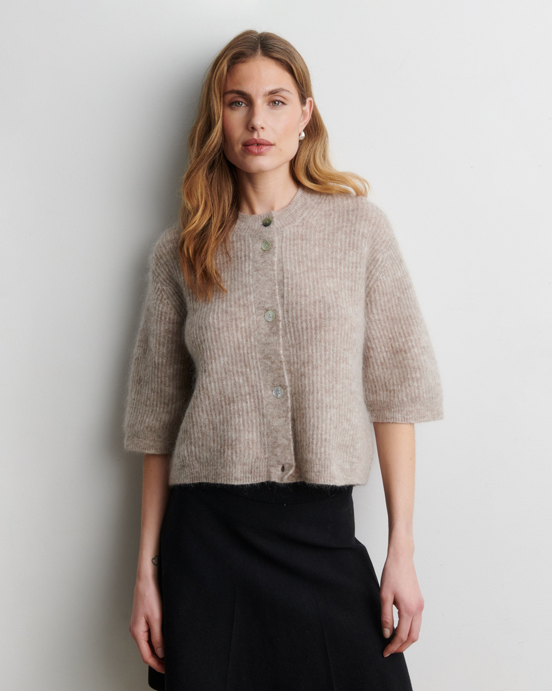 Kofta Andrea kort ärm melange beige