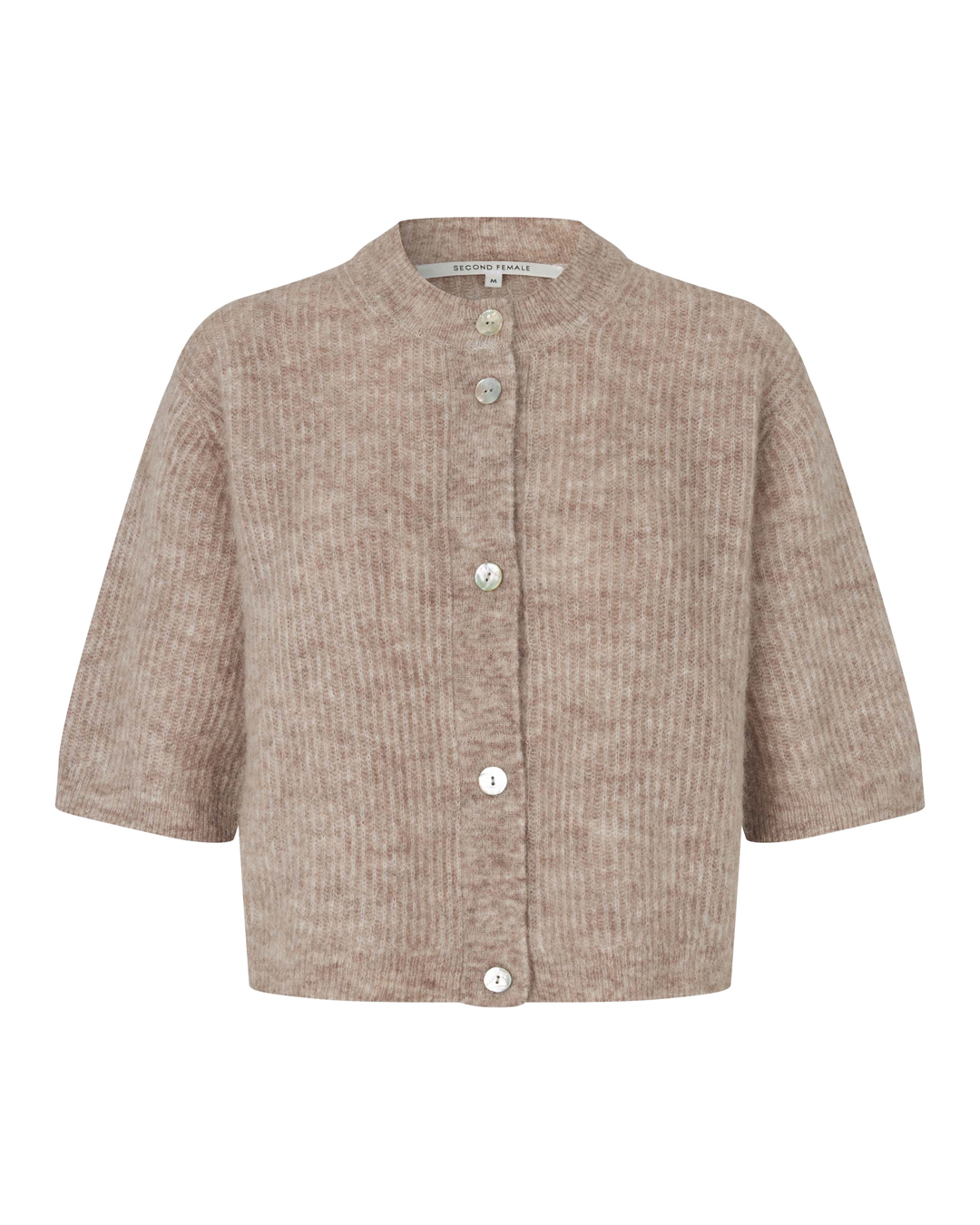 Kofta Andrea kort ärm melange beige - 4