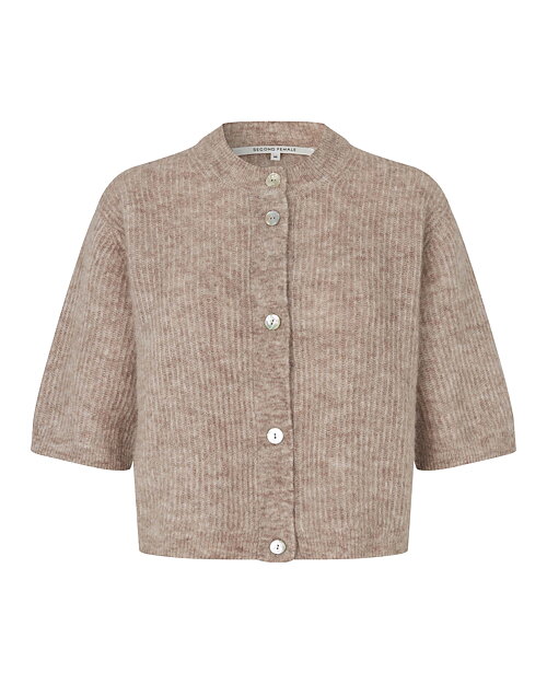 Kofta Andrea kort ärm melange beige - 4