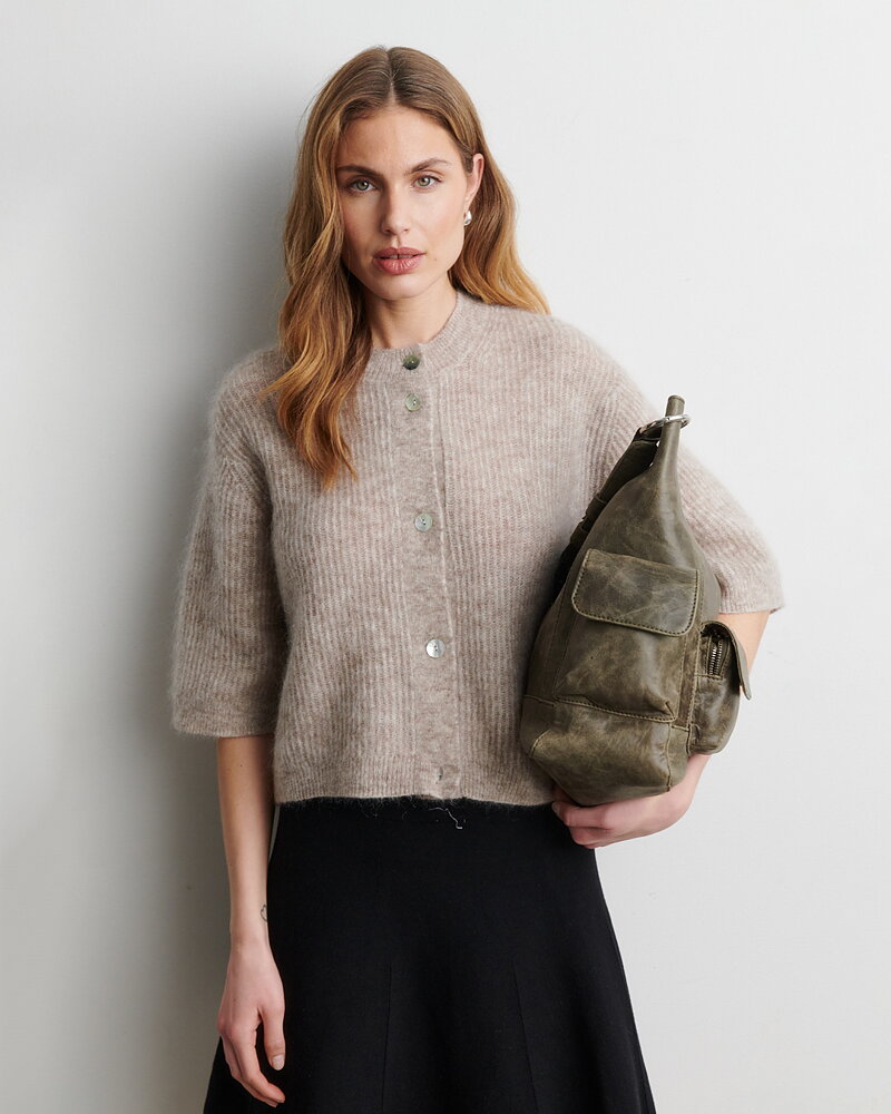 Kofta Andrea kort ärm melange beige