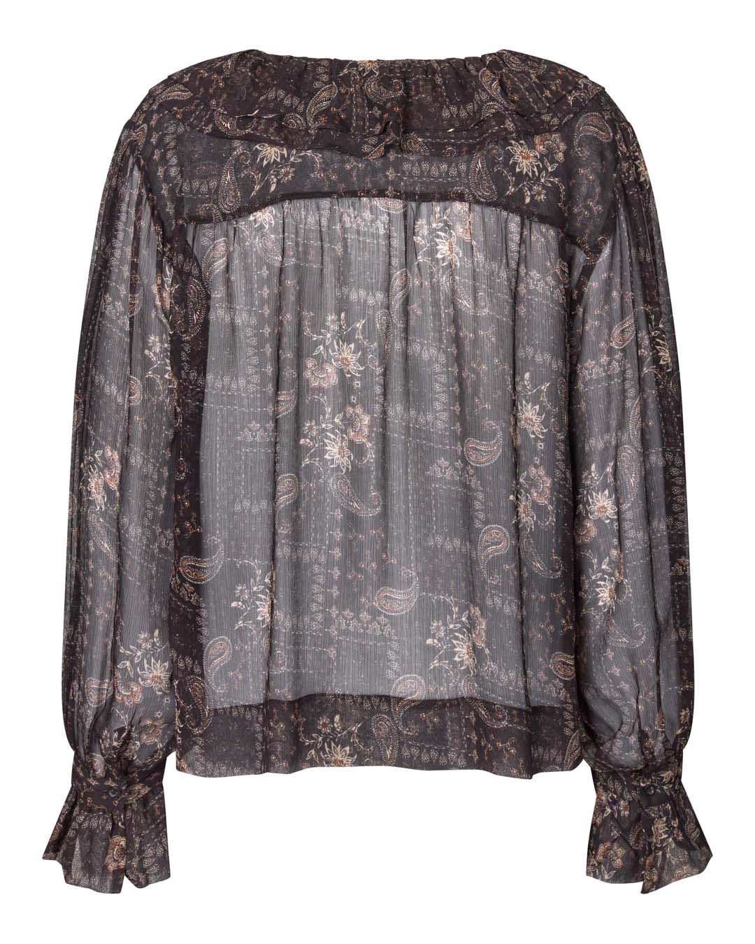 Blus Paislia volang svart/beige mönstrad - 2