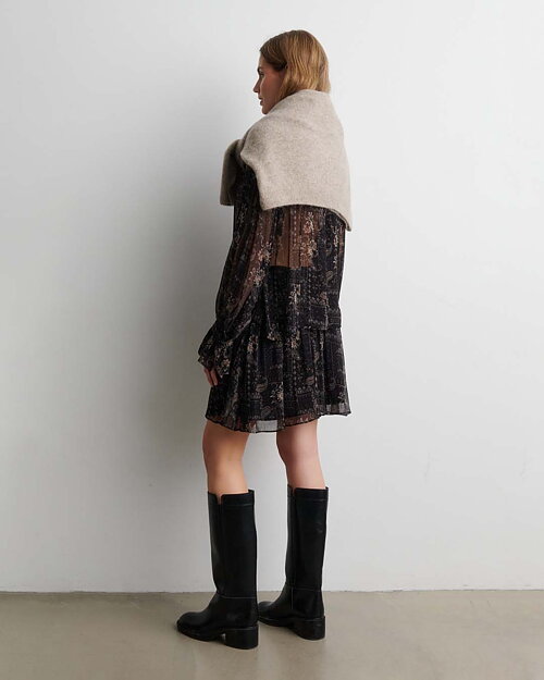 Blus Paislia volang svart/beige mönstrad - 2