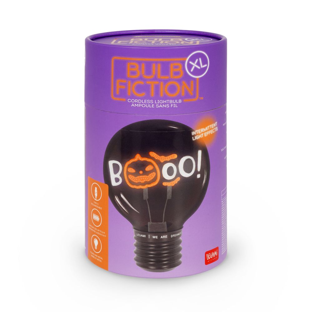 Bulb fiction, glødelampeformet bordlampe, Pumpkin Boo!, DETTE PRODUKT HAR PLANLAGT LEVERING I BEGYNDELSEN AF OKTOBER 2026 - 2