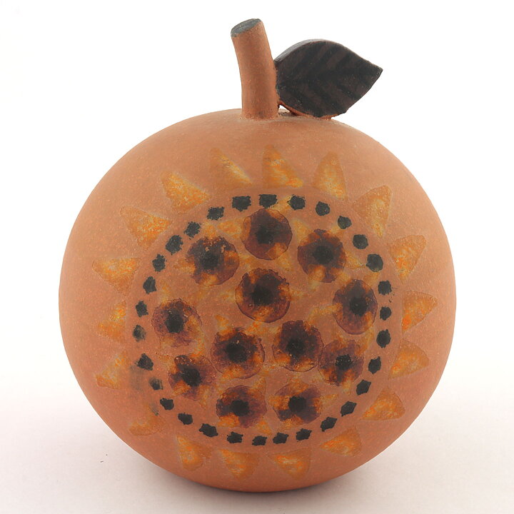 Stig Lindberg (1962) Swelling Apple with Black/Orange Decor 13 cm