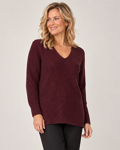 Jumper Ellis v-ringad vinröd