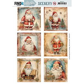  Card Deco Push Out Scenery - Santa Square