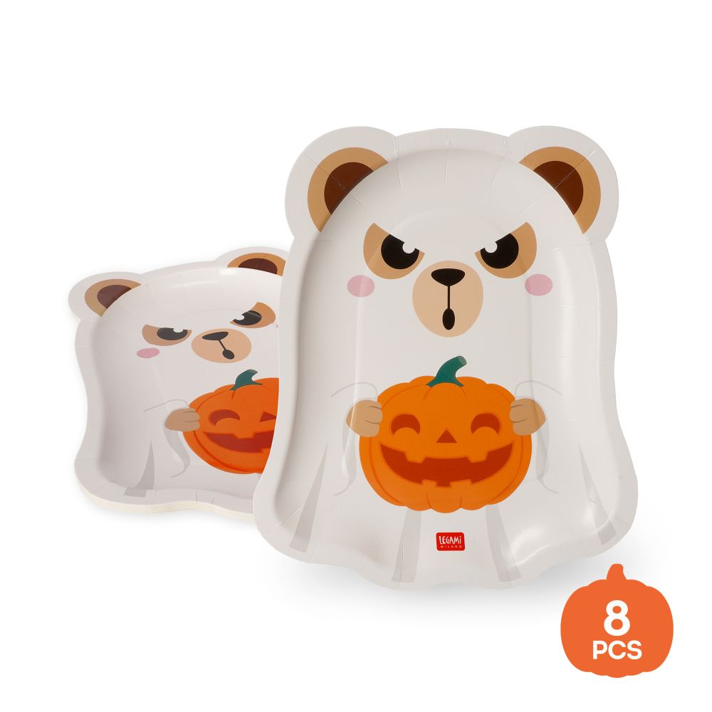 Boo Appétit - paptallerkner 8 stk., Teddy Ghost, DETTE PRODUKT HAR PLANLAGT LEVERING I BEGYNDELSEN AF OKTOBER 2026 - 2