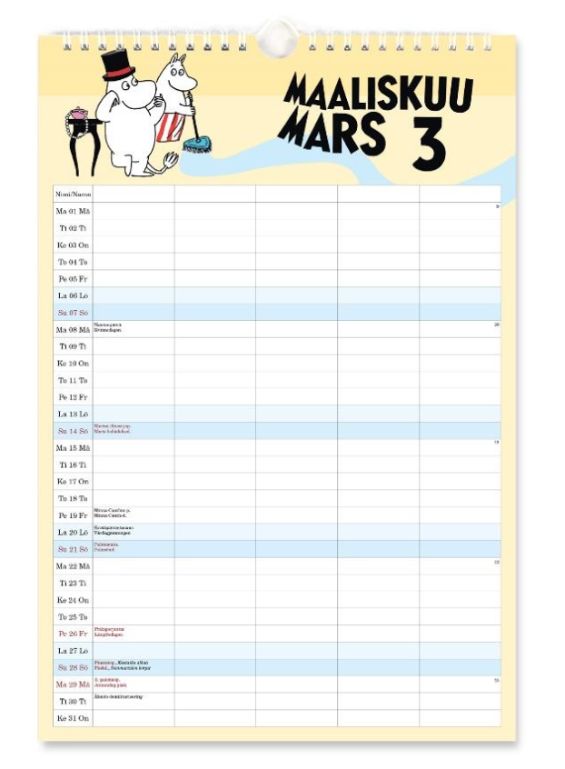 Moomin Family Calendar Year 2027 - 2