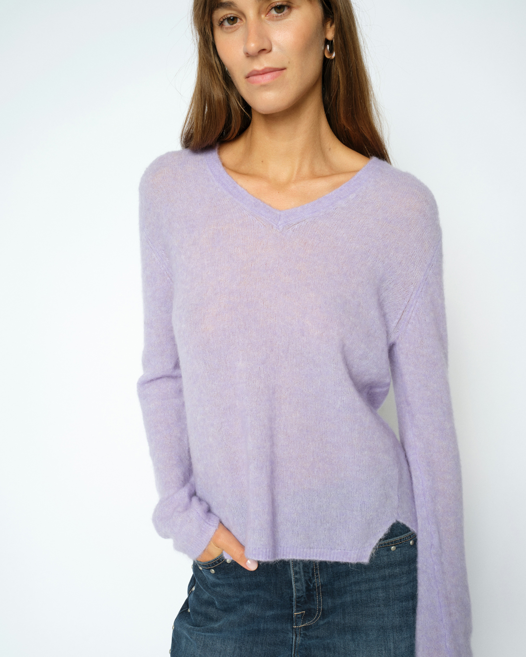 Jumper Mape Sophia v-ringad ljuslila - 2