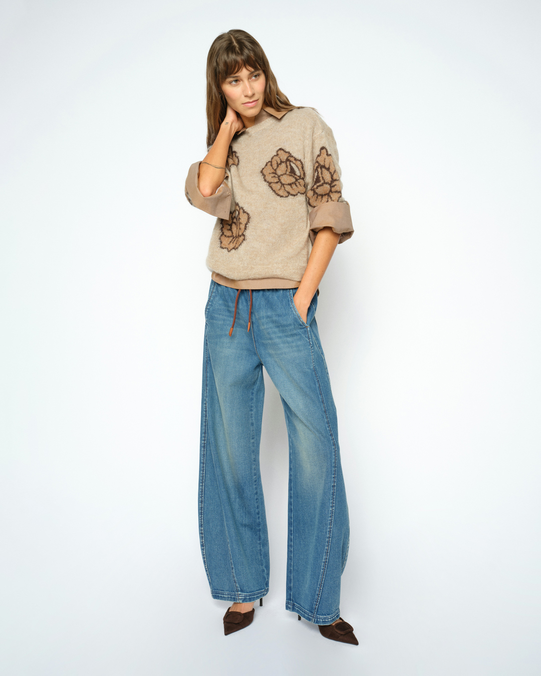 Jumper Drea Poplin blommig brun/beige - 2
