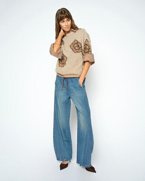 Jumper Drea Poplin blommig brun/beige - 2