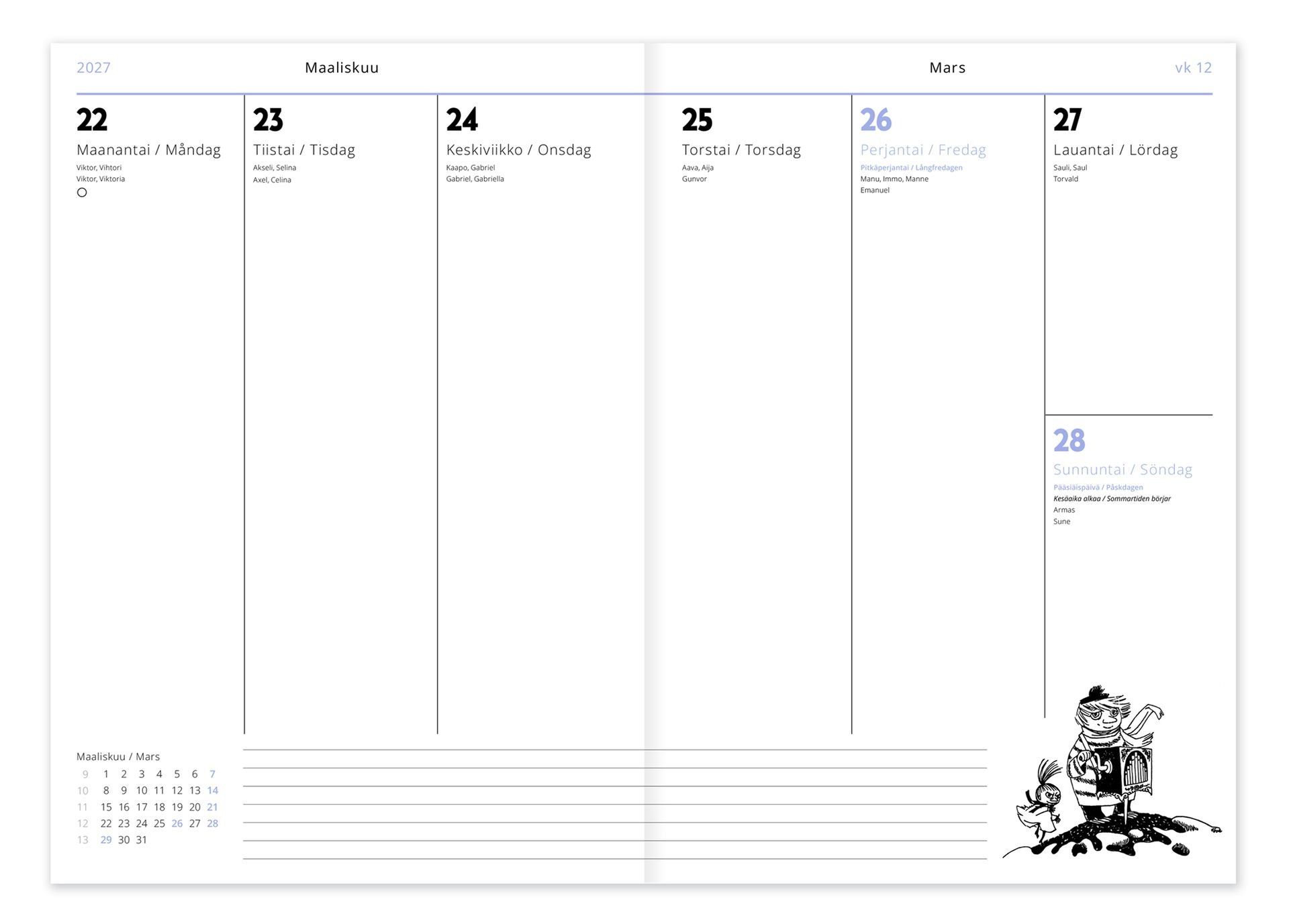 Mumin Kalender / Veckoplanerare 2027 - 2