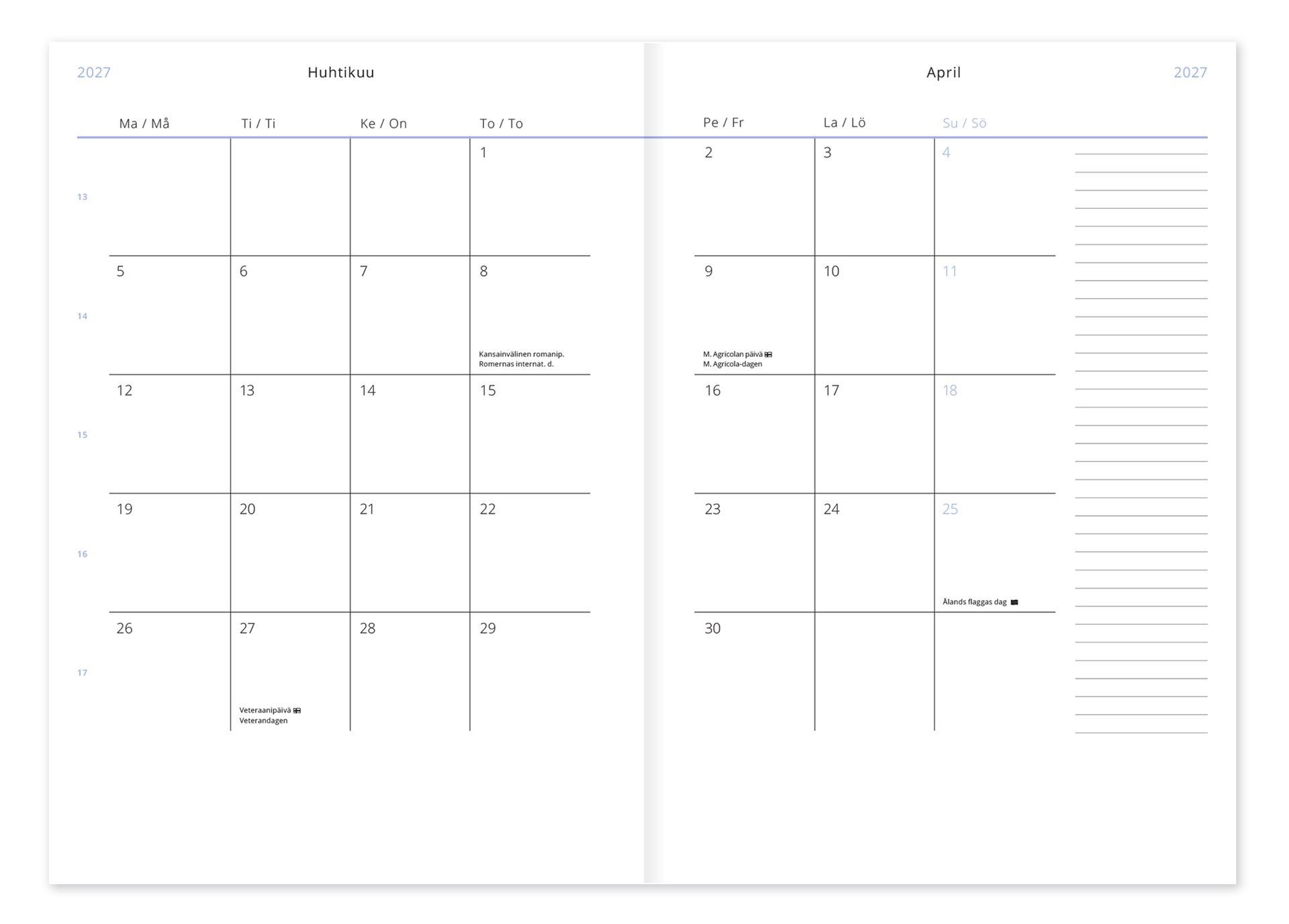 Mumin Kalender / Veckoplanerare 2027 - 4