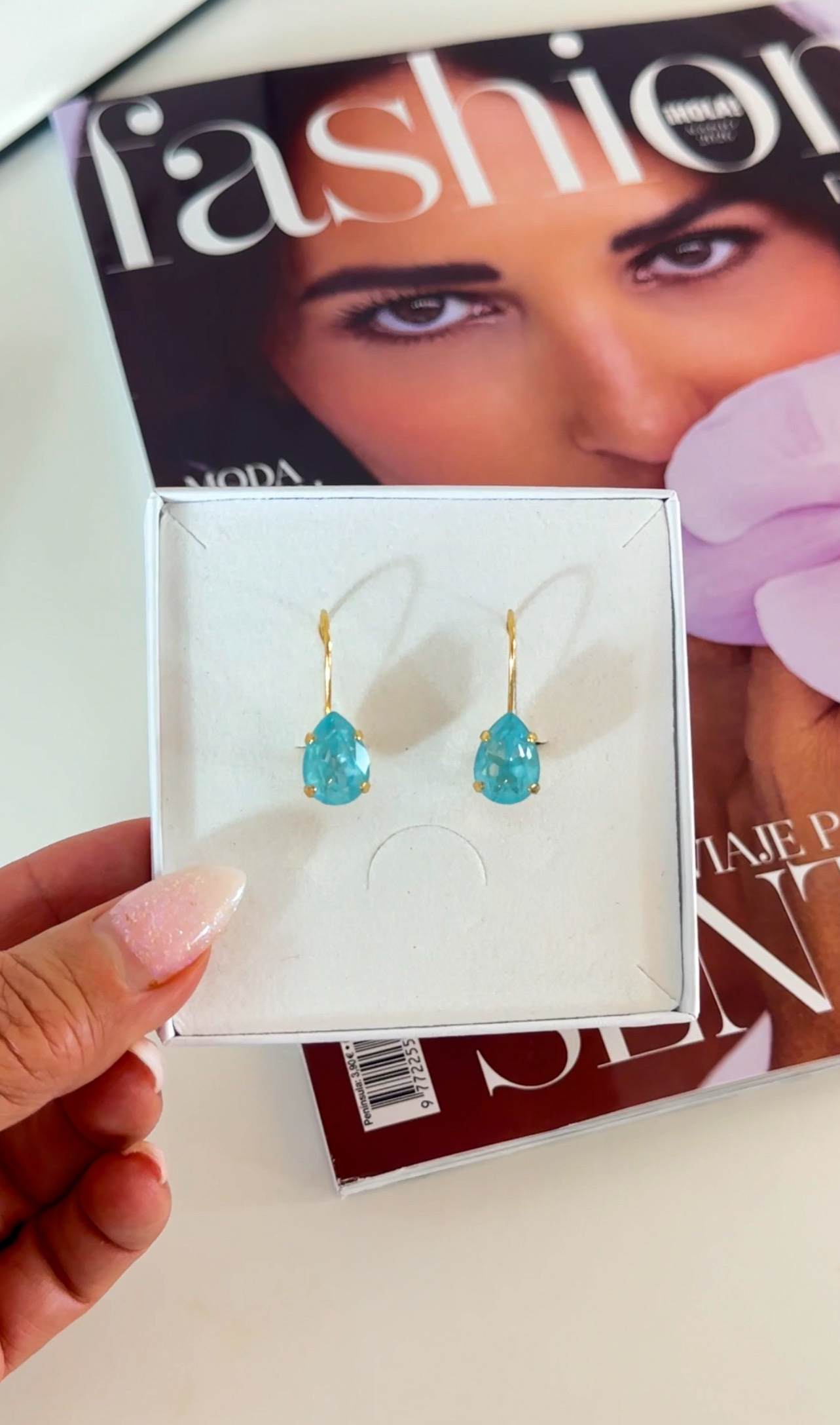 Earrings Khloe Drop Paradise Blue Lux Gold