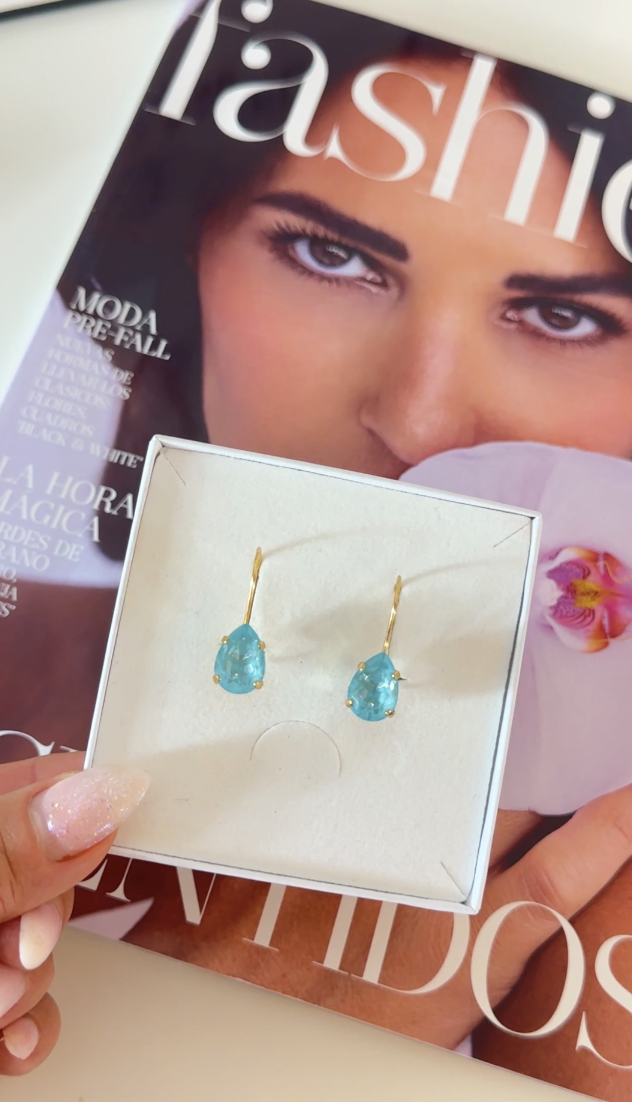 Earrings Khloe Drop Paradise Blue Lux Gold - 2