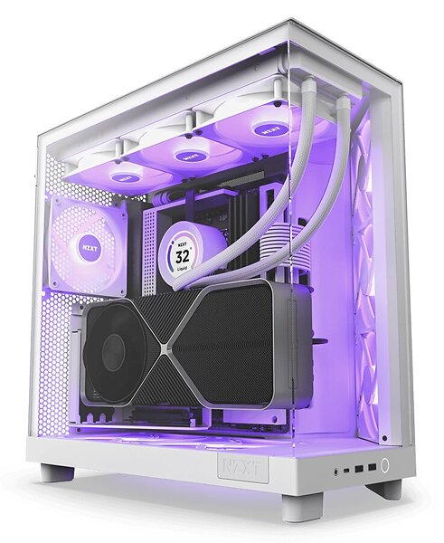 NZXT H6 Flow RGB (Vit/Transparent) - 2 År Garanti Helt Ny Oanvänd - Svart/Transparent - Original