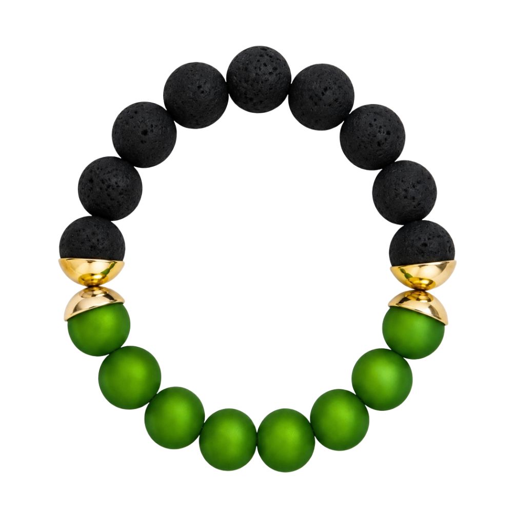 IAMLUND Bridge armband grönt/svart Gala guld