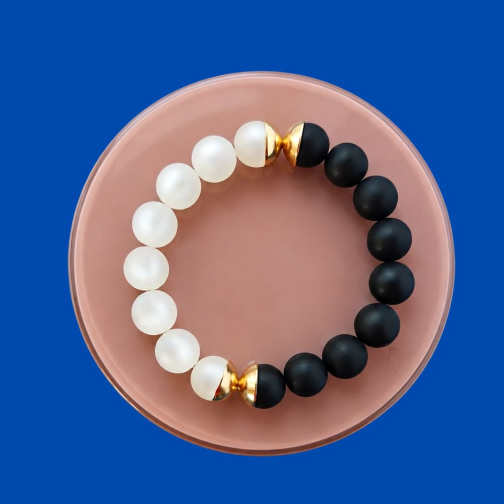 IAMLUND Bridge armband svart/vit guld - 2