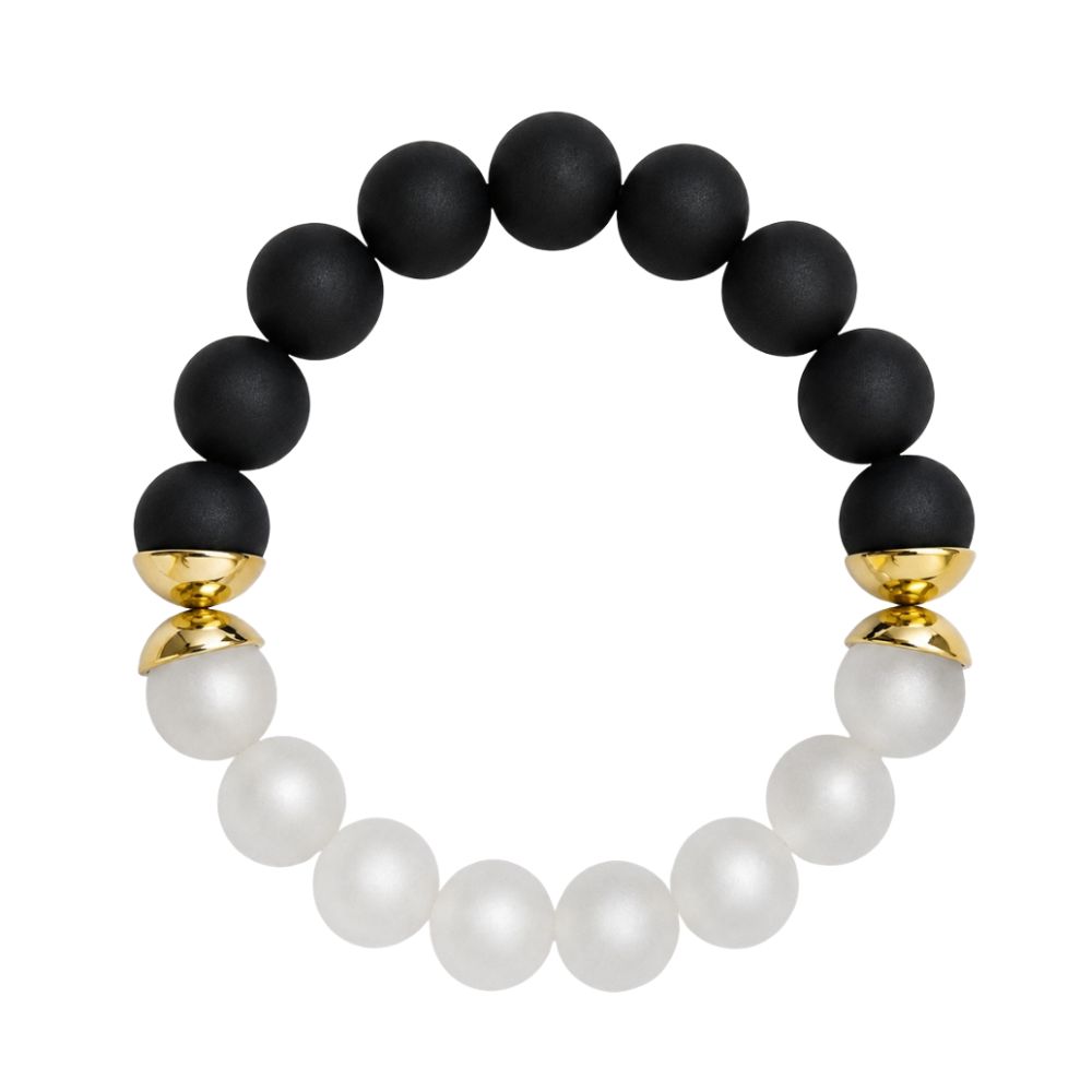 IAMLUND Bridge armband svart/vit guld
