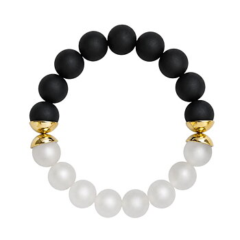 IAMLUND Bridge armband svart/vit guld