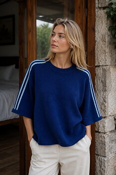 Knitted sweater blue