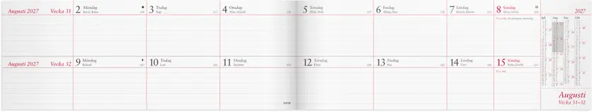 Tvåveckors Plankalender 2027 Burde - 2