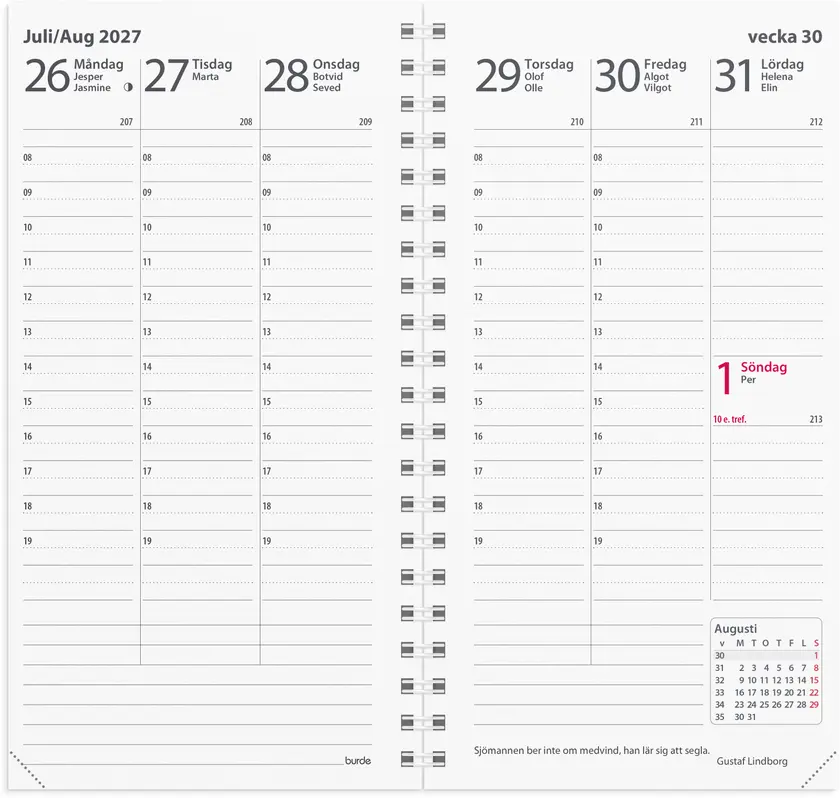 Kalender 2027 Interplano II svart konstläder - 2