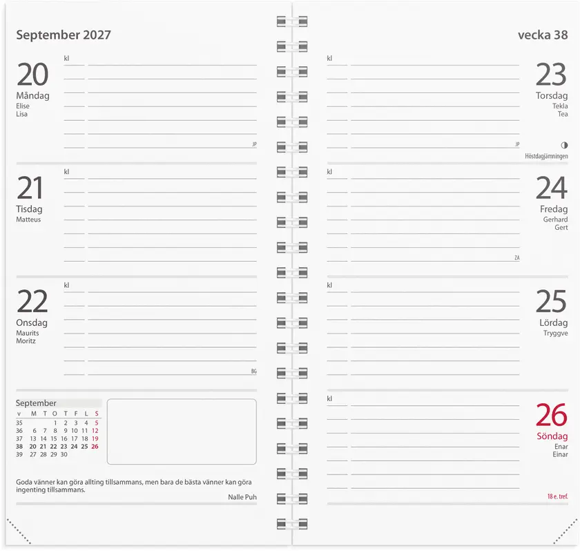 Kalender 2027 Master svart konstläder Burde - 2
