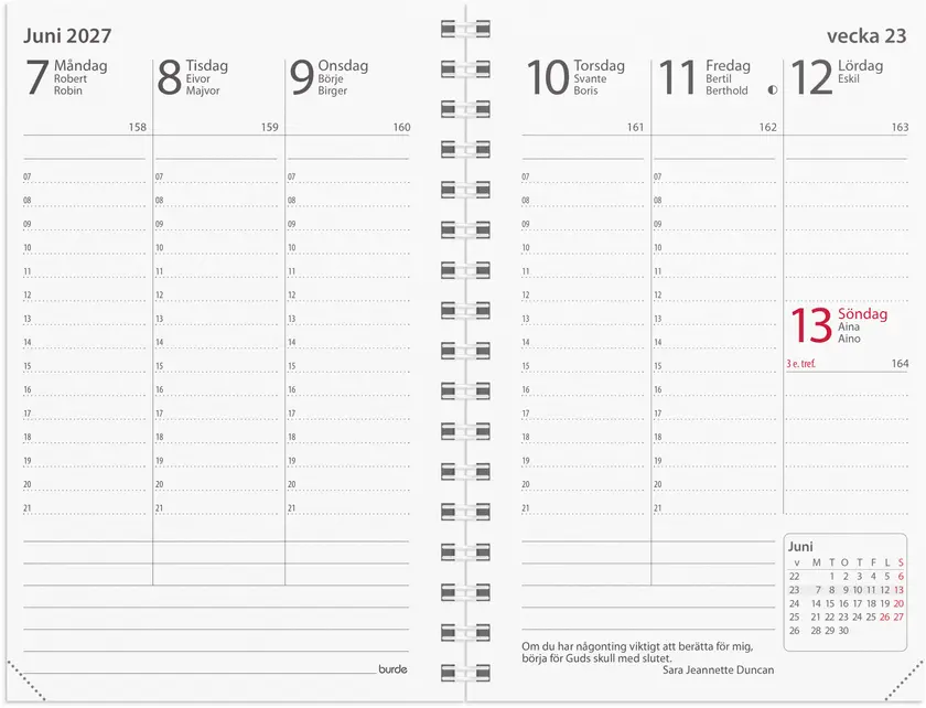 Kalender 2027 Prestige svart skinn Burde - 2