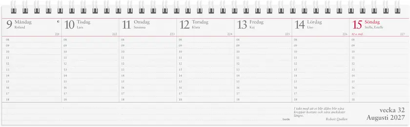 Veckoalmanackan 2027 Burde - 2