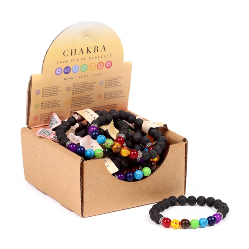 Chakra Armband lavasten pärla och ädelsten