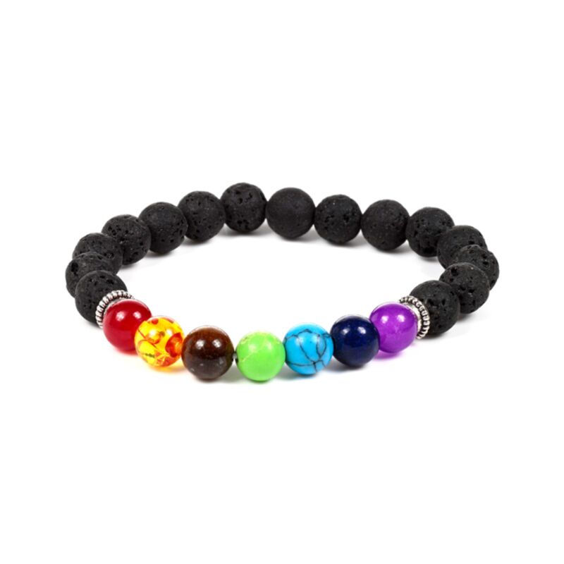 Chakra Armband lavasten pärla och ädelsten - 4