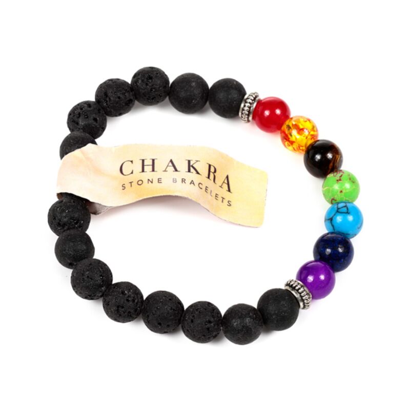 Chakra Armband lavasten pärla och ädelsten - 3