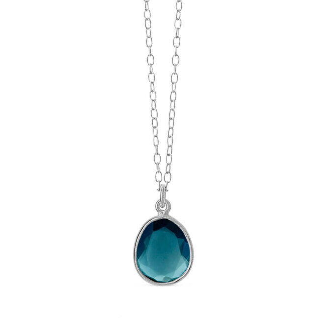 Halsband blå kristall droppe silver 