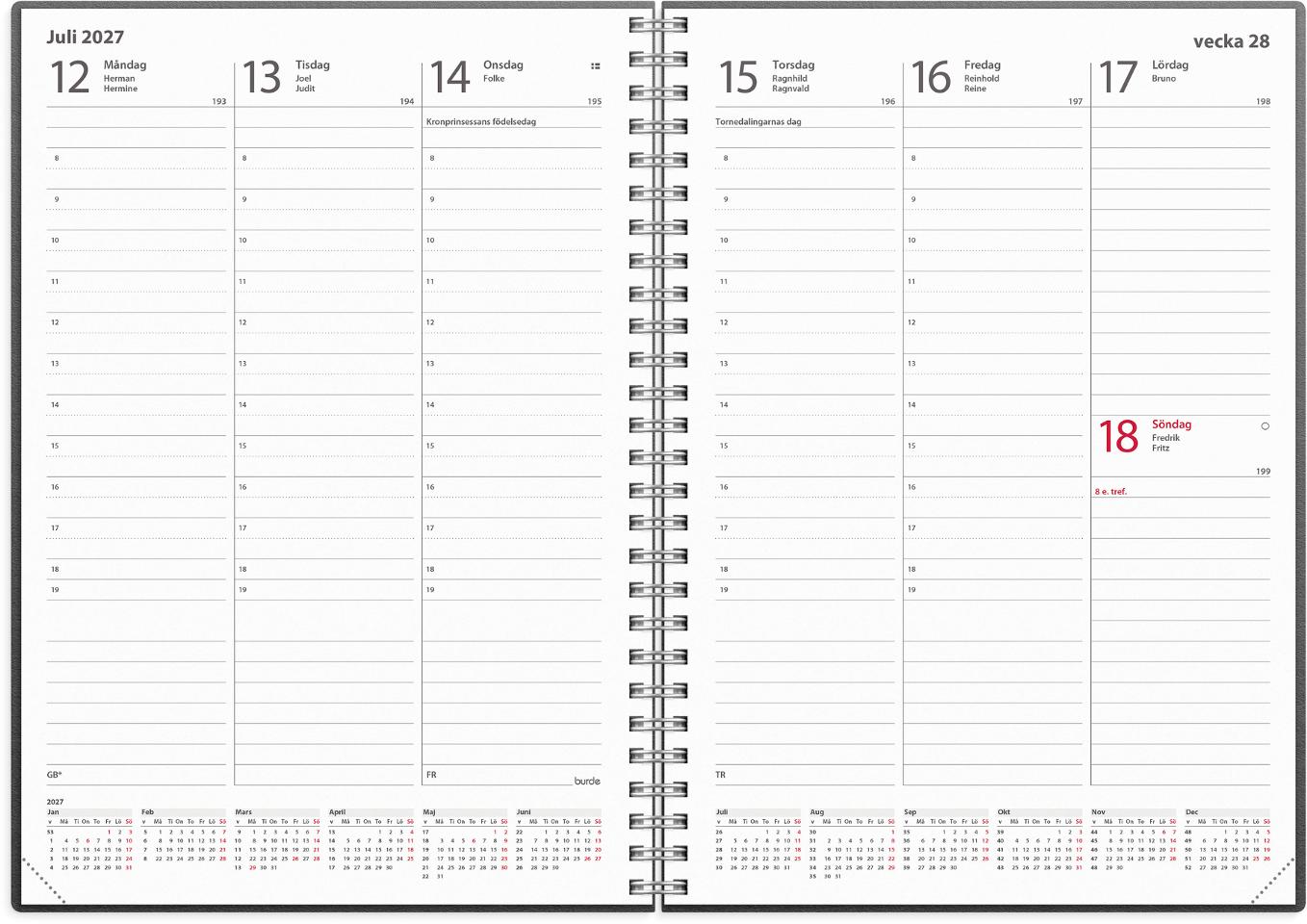 Kalender Weekly A5 refill 2027 - 2