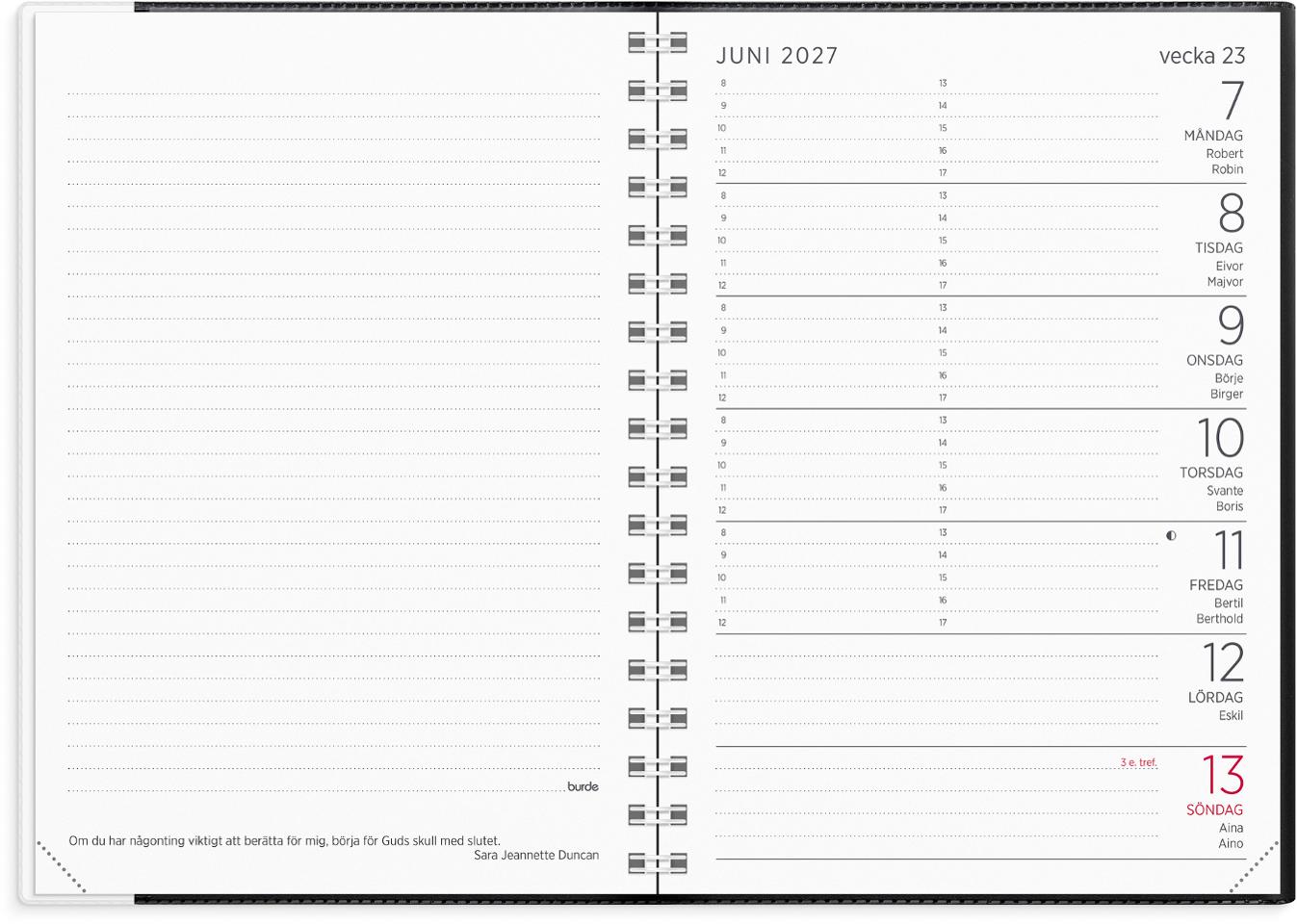 Liten Veckokalender 2027 svart - 2