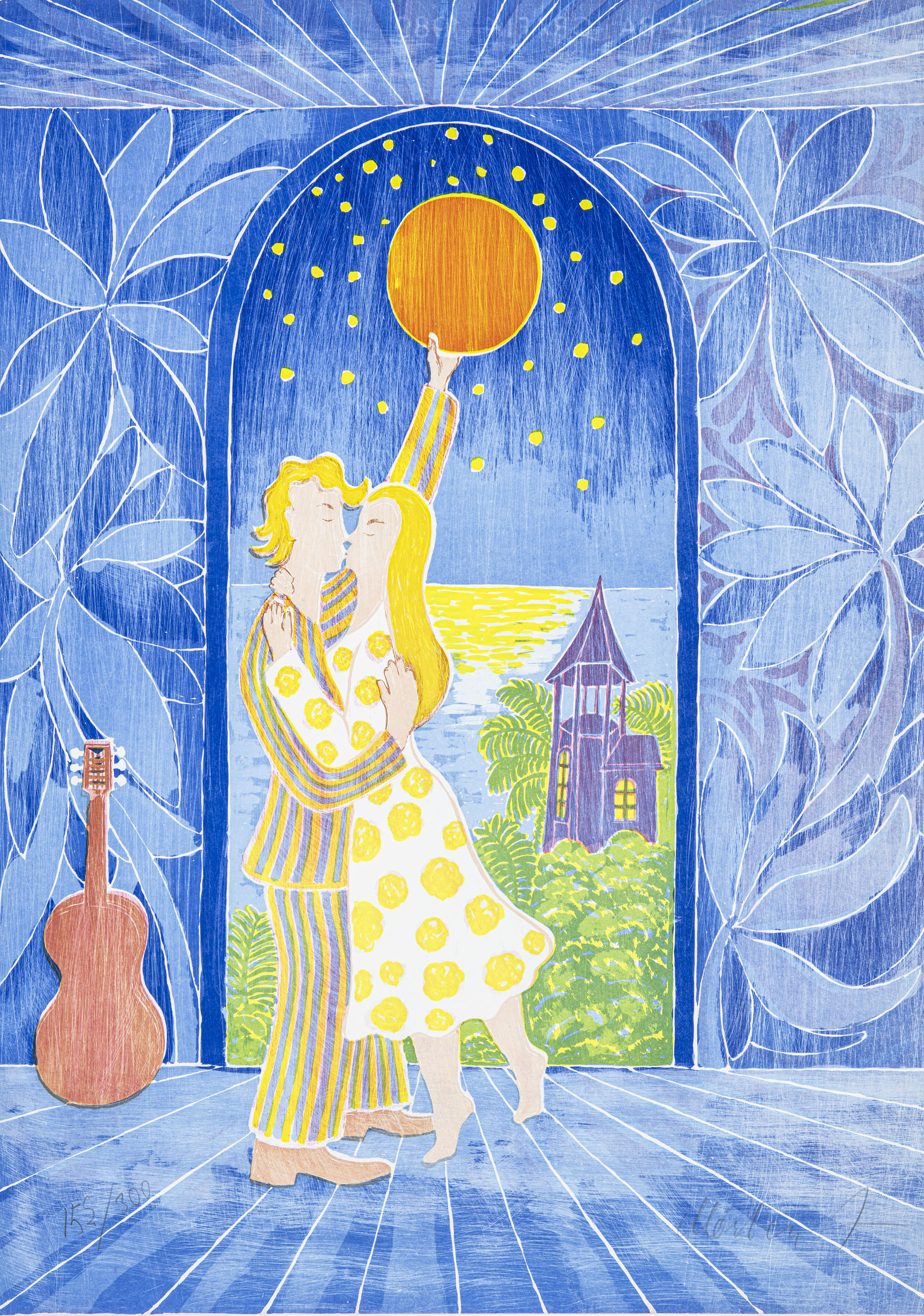 Dancing love couple at full moon - Serenade