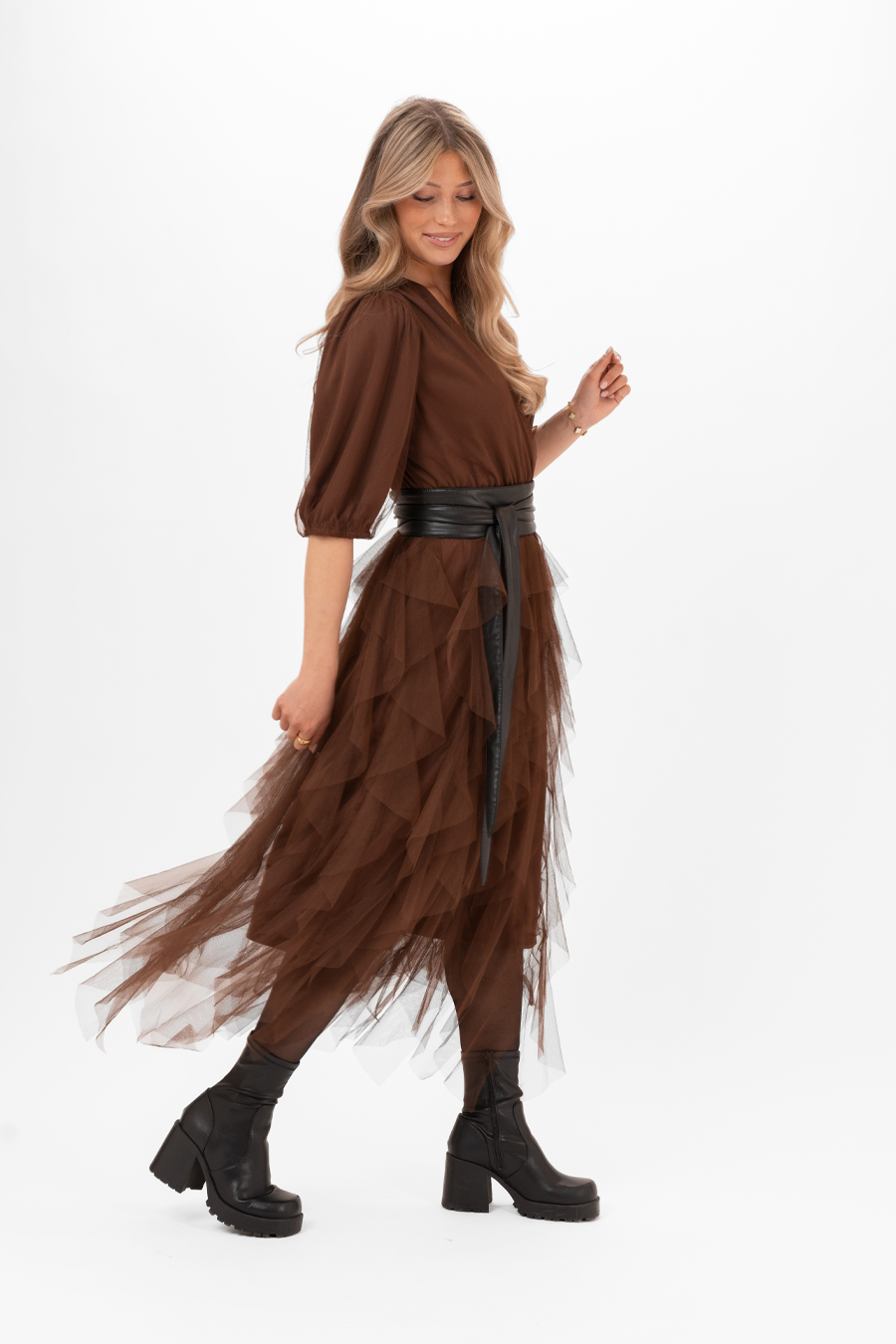 Clara tulle dress - Hazel brown - 3