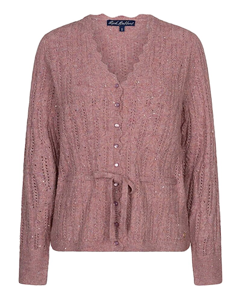 Kofta Ajour v-ringad glittrig rosa