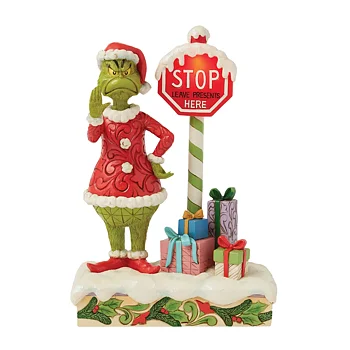 Jim Shore Figurin - Grinch by Stop Sign LED