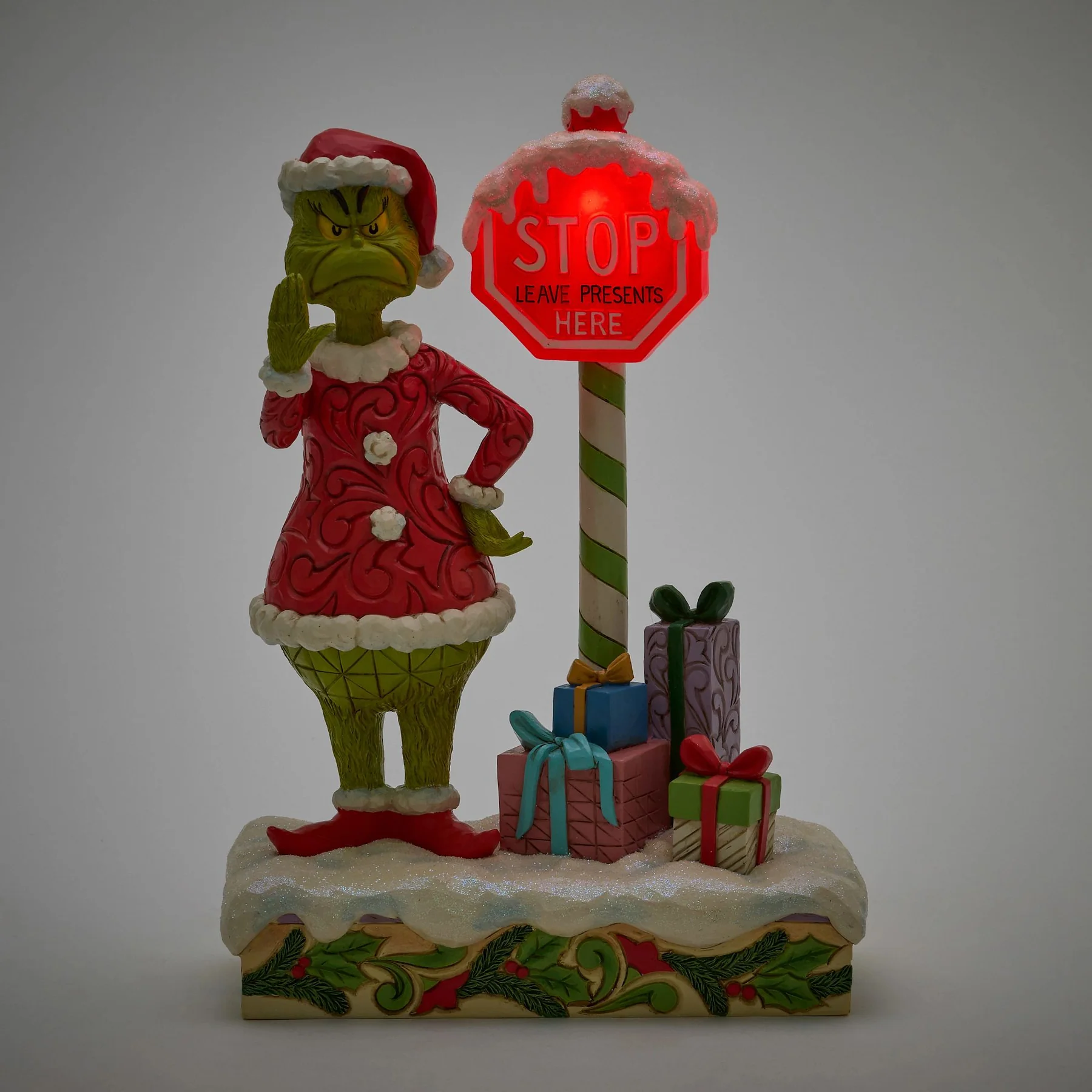 Jim Shore Figurin - Grinch by Stop Sign LED - 2